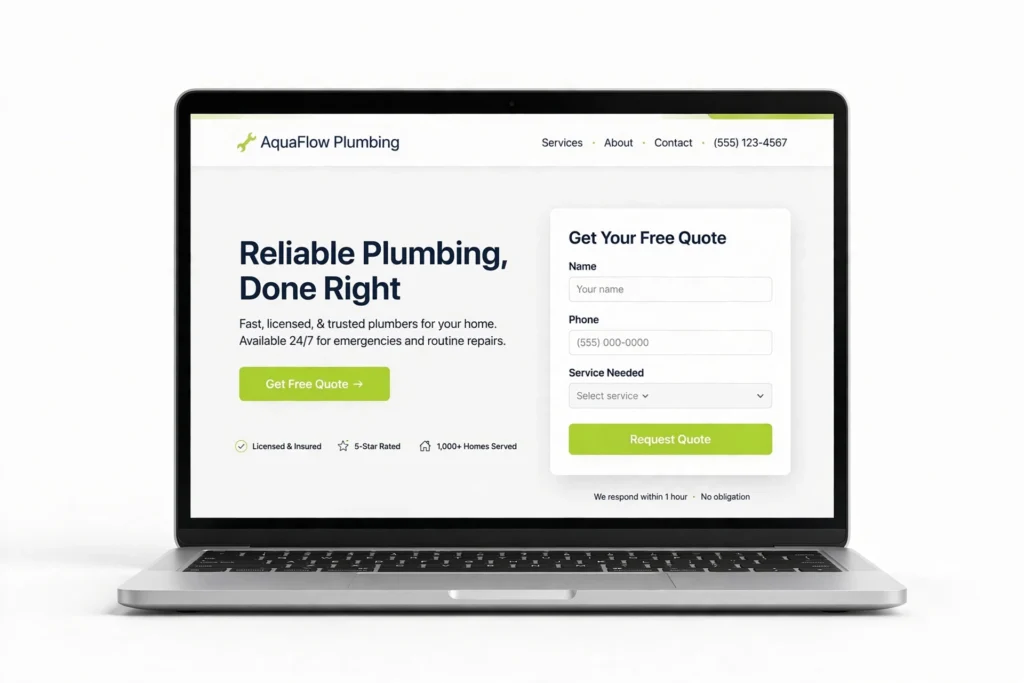High-converting landing page design for home services